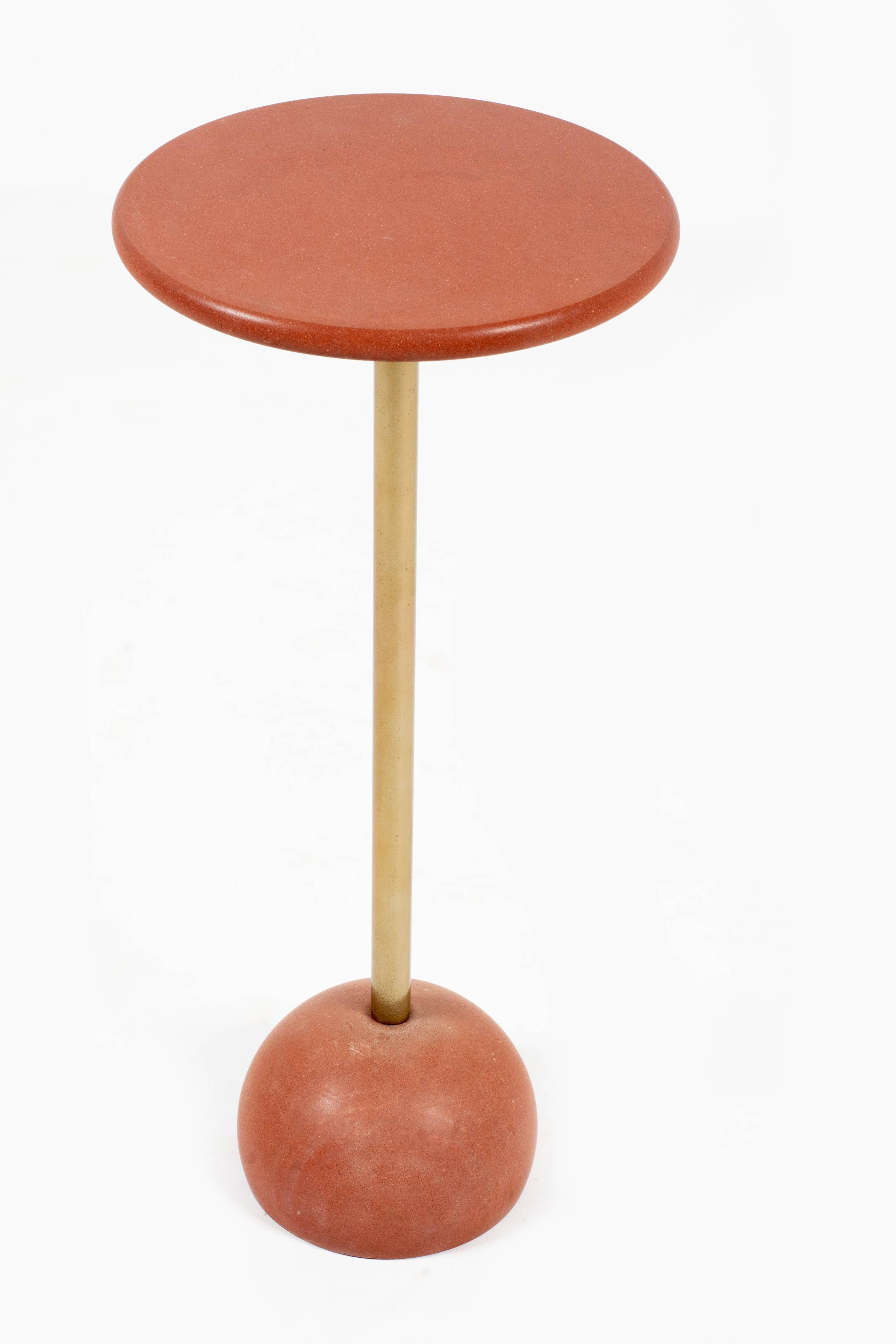 MONOLITH RED STONE - SMALL WHITE ROUND SIDE TABLE
